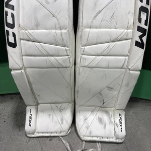 White Intermediate CCM Eflex 6.9 Goalie Leg Pads (Used) | 31"+1"