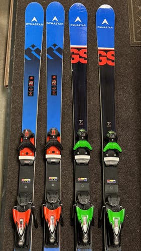 Two pairs of Dynastar GS 182cm Race Skis with Look Rockerace SPX12 Bindings