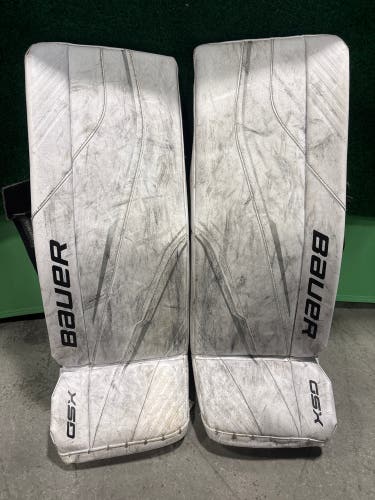 White Bauer GSX (2023 Model) Goalie Leg Pads (Used) | Junior Medium (28+)