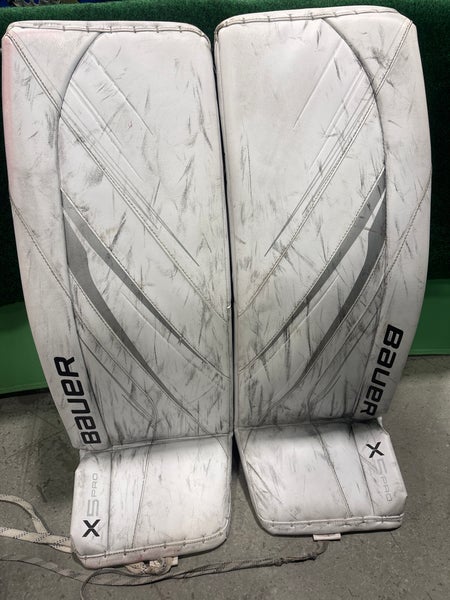 White Bauer Vapor X5 Pro Goalie Leg Pads (Used) | Senior Large (35+)