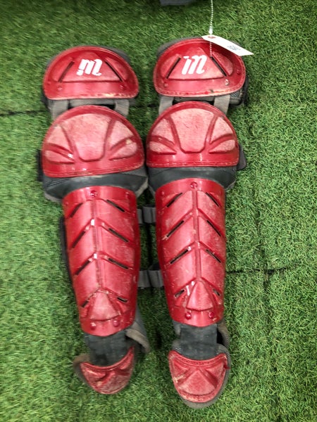 Red Intermediate Marucci Catcher's Leg Guard (Used)