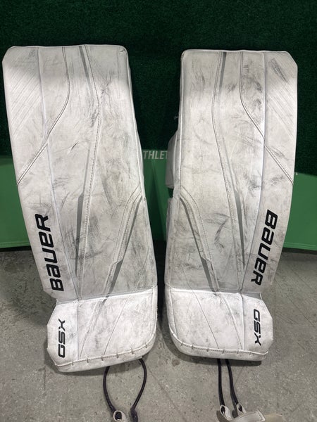 White Bauer GSX (2023 Model) Goalie Leg Pads (Used) | Junior Small (26+)