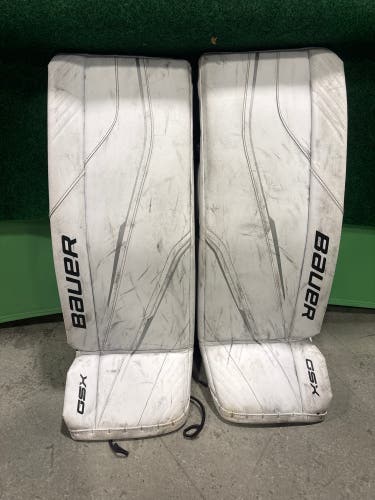 White Bauer GSX (2023 Model) Goalie Leg Pads (Used) | Junior Large (30+)