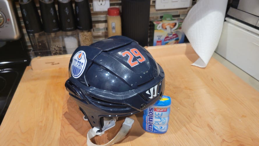 Vintage Edmonton Oilers Leon Draisaitl Warrior Hockey Helmet #29 Rare 4 Mancave