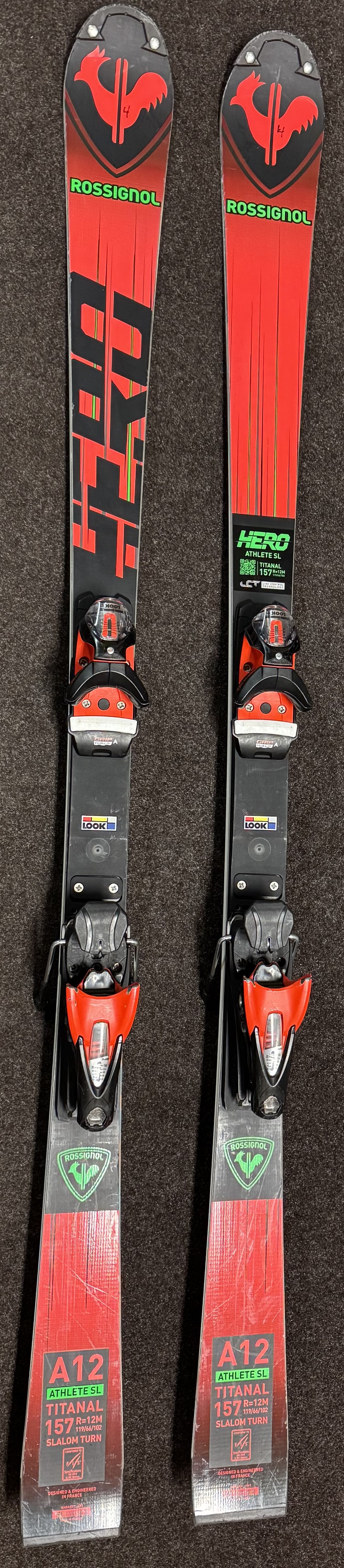 157 cm Rossignol HERO ATHLETE FIS SL Skis With Look SPX12 Bindings