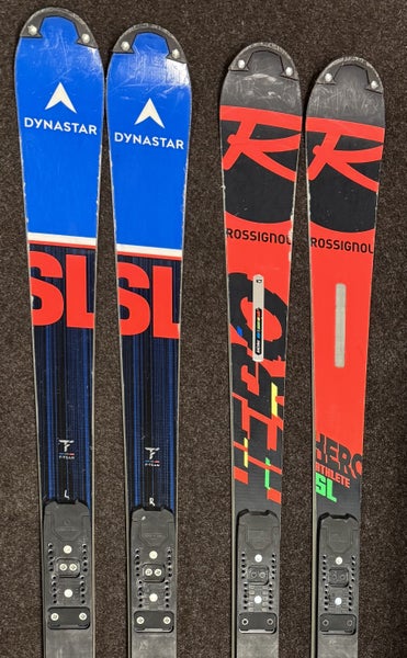 Two Pairs of FIS 157 cm SL SKIS. Rossignol and Dynastar.  No Bindings
