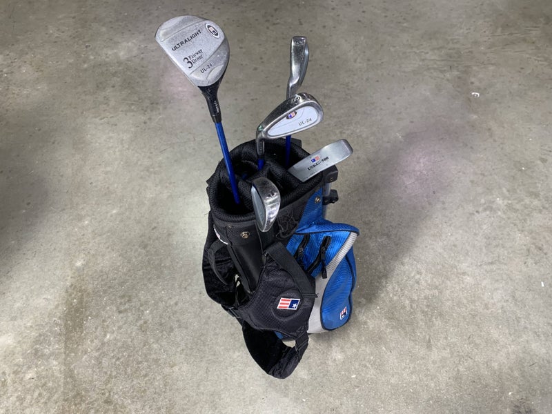 U.S. Kids UL-24 Club Set 3W 6i & 8i PW Putter KidPower 45-31 Junior LH +Bag