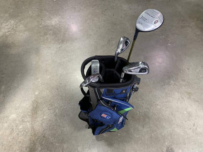 U.S, Kids WT-15 Club Set 3W 6 & 8 PW Putter Ultralight 57" Green Junior LH +Bag