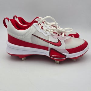 Nike Force Zoom Trout 9 Pro "Metal Baseball Cleats" White-Red Sz 8 FB2907-104