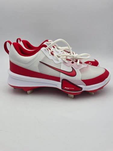 Nike Force Zoom Trout 9 Pro "Metal Baseball Cleats" White-Red Sz 8 FB2907-104