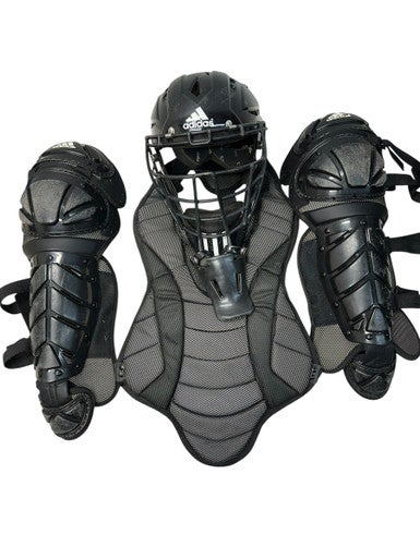 Used Adidas ADIDAS TRIPLE STRIPE CATCHERS SET Catchers Chest Protector Black Youth 11835-S000200828