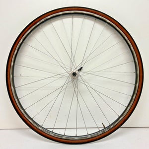 Vintage 32-Spoke Gray Aluminum 700C Front Wheel Mavic Hub Continental Tire