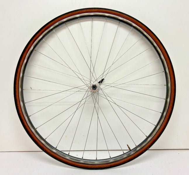 Vintage 32-Spoke Gray Aluminum 700C Front Wheel Mavic Hub Continental Tire