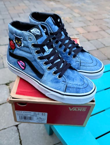 Women’s SK8-HI “Patches” Skateboard Sneakers Denim/TrueWhite Sz 8.0 VNOA38GEPQ2