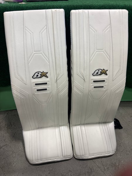 White Senior Brian's Optik X3 Goalie Leg Pads (New) | 34" +1"