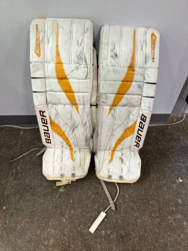 Yellow 34" Senior Bauer Reactor 2000 Goalie Leg Pads (Used)