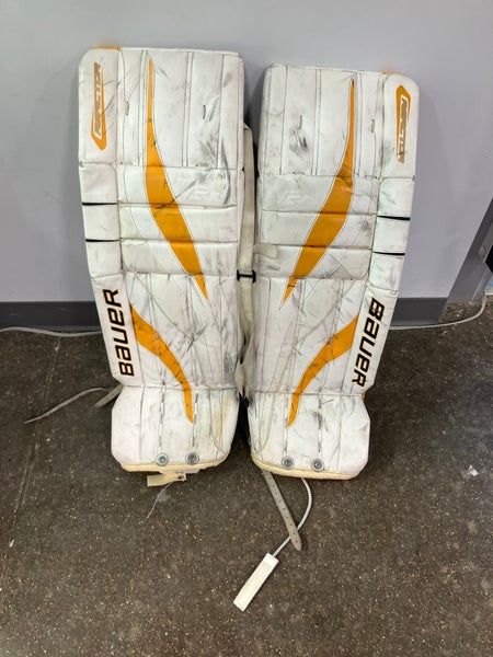 Yellow 34" Senior Bauer Reactor 2000 Goalie Leg Pads (Used)