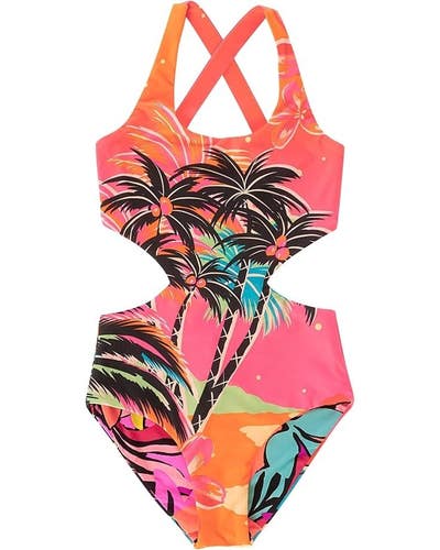 Maaji Aurorally One Piece Girls 8 Electric Sunrise Reversible Swimsuits TLW607