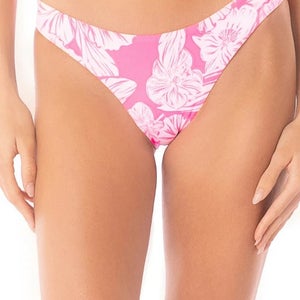 Maaji Flirt Bikini Bottom Women's Medium Pink Blossom Stretch Swimwear TLW596