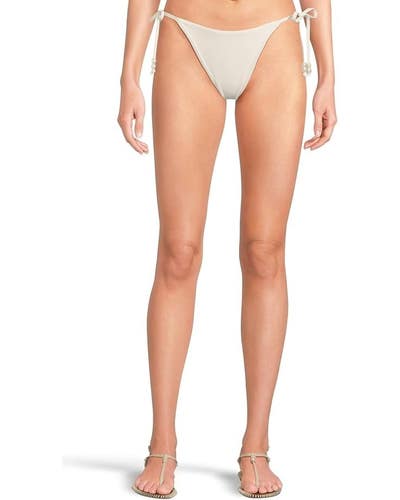 Lspace Lucia Bikini Bottom Womens Small Cream Stretch Adjustable Side Tie TLW593