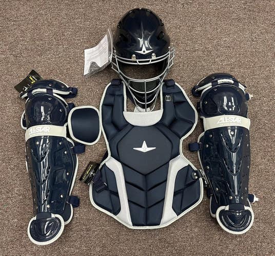 All Star Top Star Youth Ages 10-12 Baseball Catchers Gear Set - Navy Blue