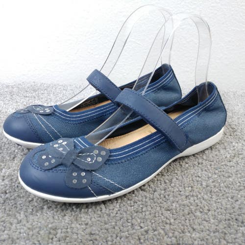 Geox Respira Girls Size 36 EU Shoes Mary Jane Blue Butterfly Slip On Ballet
