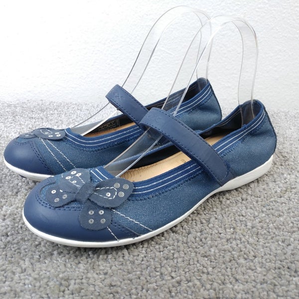 Geox Respira Girls Size 36 EU Shoes Mary Jane Blue Butterfly Slip On Ballet