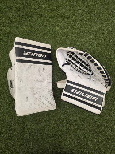 White Junior Bauer GSX Goalie Glove & Blocker Regular