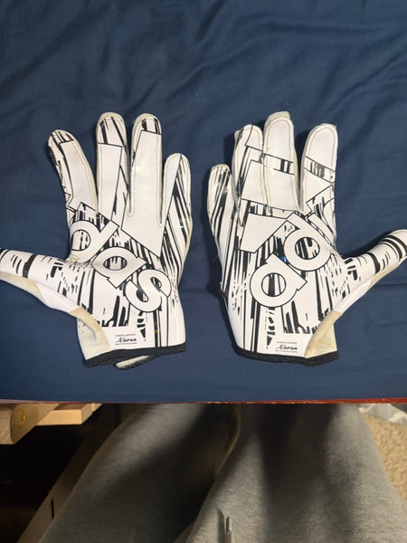 White Large Youth Adidas Adizero Gloves (Used)
