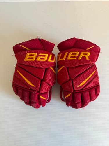 Used Bauer Vapor Pro Team Pro Stock Hockey Gloves Size 14" Red/Yellow