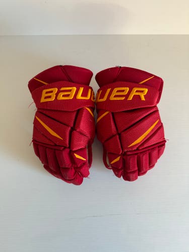 Used Bauer Vapor Pro Team Pro Stock Hockey Gloves Size 14" Red/Yellow