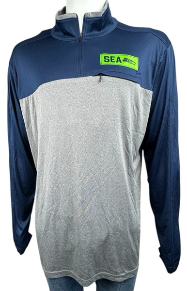 Seattle Seahawks Mens 2XL Pullover Shirt Gray NFL Team Apparel 1/4 Zip XXL New