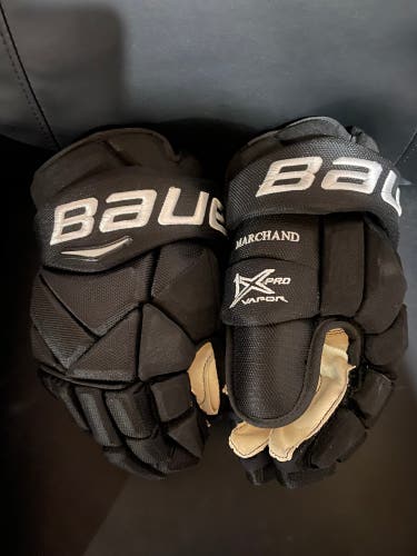 Brad Marchand Black Bauer Vapor 1X Pro Hockey Gloves 14" Pro Stock Boston Bruins