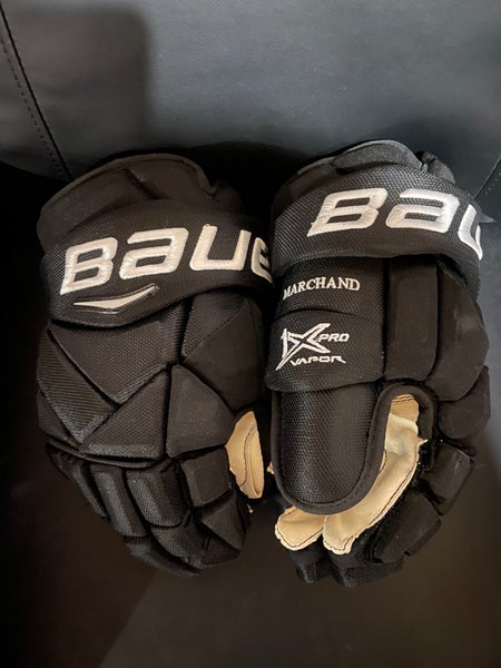 Brad Marchand Black Bauer Vapor 1X Pro Hockey Gloves 14" Pro Stock Boston Bruins
