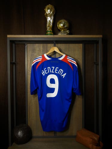 France 2007/2008 Home Jersey – Benzema #9 – XL Blue Adidas Shirt – (MPN: 620139)