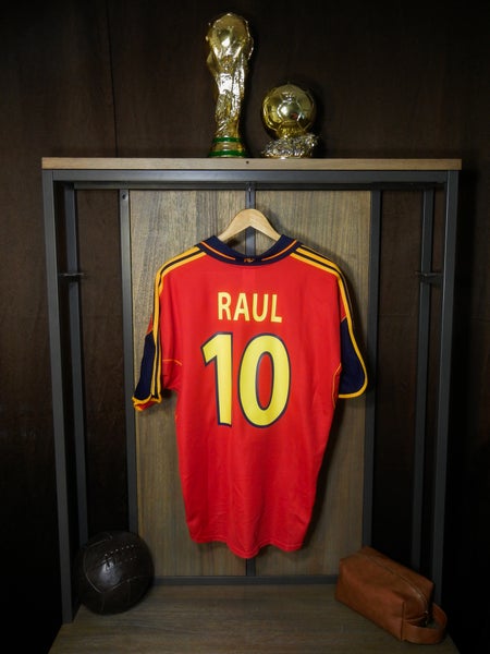 Spain 1999–2002 Home Jersey – Raúl #10 – Large – Red Adidas Shirt (MPN: 647200)
