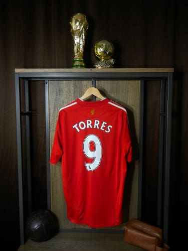 Liverpool 2008–2010 Home Jersey – Torres #9 – XL – Red Adidas Shirt MPN: 313214