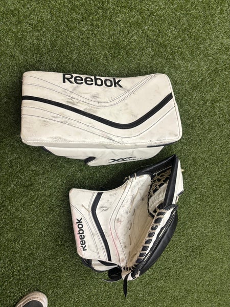 White Intermediate Reebok XLT28 Goalie Glove & Blocker Regular