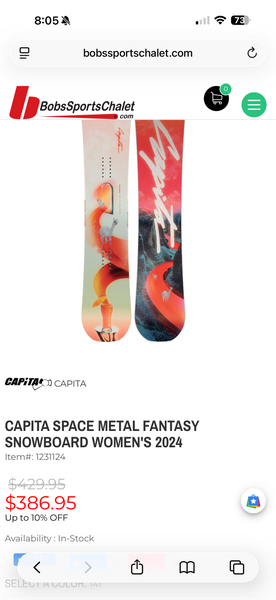 CAPiTA Space Metal Fantasy Snowboard 143 cm (Used)