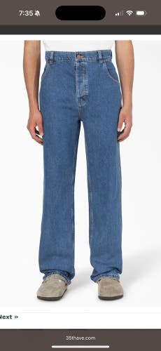 Dickies Thomasville Denim Loose Fit Jeans Chambray Light Blue 34 X 32