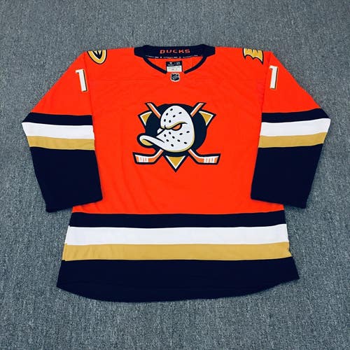 Anaheim Ducks 11 Trevor Zegras Orange Ice Hockey Jersey Size 54