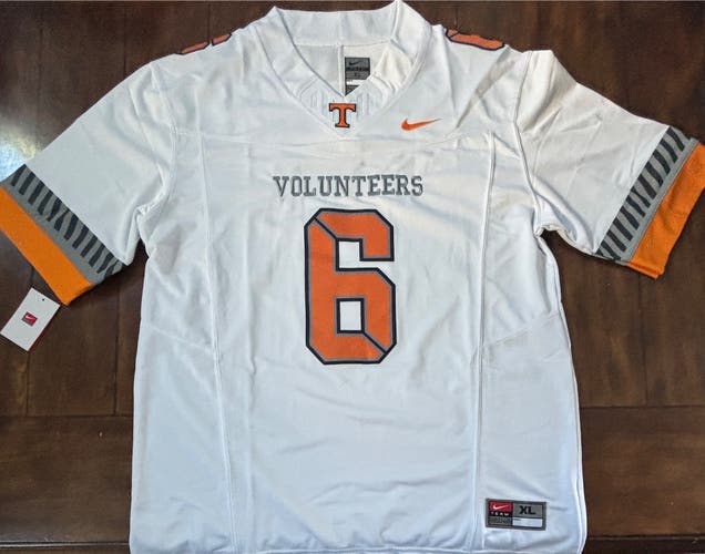 Joey Aguilar #6 University of Tennessee Volunteers White Jersey Adult XL NWT