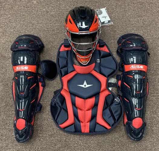 All Star System 7 Axis Intermediate 13-16 Catchers Gear Set - Navy Blue Red 320