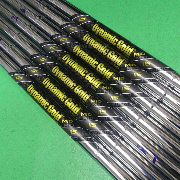 True Temper Dynamic Gold Mid 115 S300 .355 Stiff Pulled Iron Shafts SET OF 7