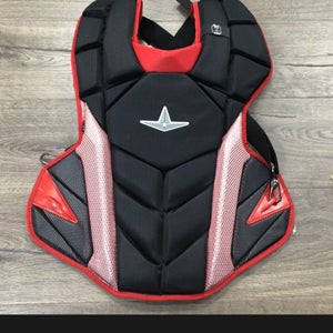 All Star MVP Pro Adult Catcher's Gear Chest Protector Helmet Baseball Red Black (New)
