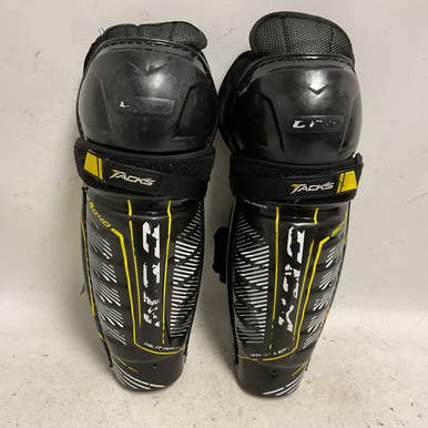 Used CCM TACKS 9040 Junior Shin Guards Black And Yellow 11" 11855-S000194650