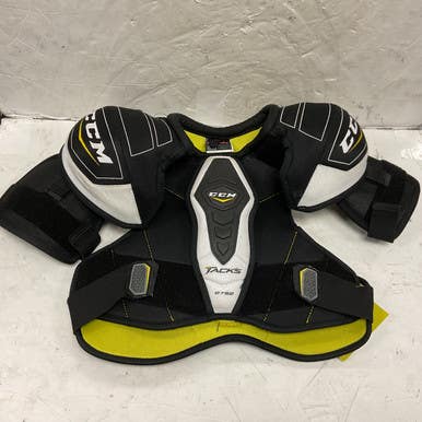 Used CCM TACKS 2752 Junior Shoulder Pads White/Black/Yellow LG 11855-S000194608