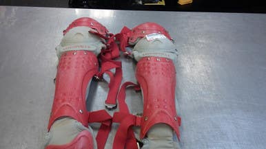 Used Louisville Slugger SHINGUARDS Catchers Leg Guards Red Youth 11339-S000196466