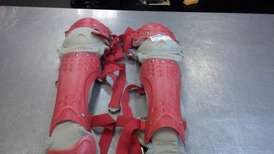 Used Louisville Slugger SHINGUARDS Catchers Leg Guards Red Youth 11339-S000196466