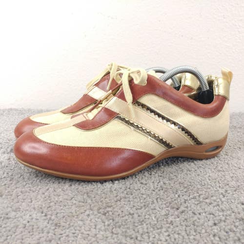 Cole Haan G Series Womens Size 7 Shoes Brown Gold Leather Sneakers Low Top